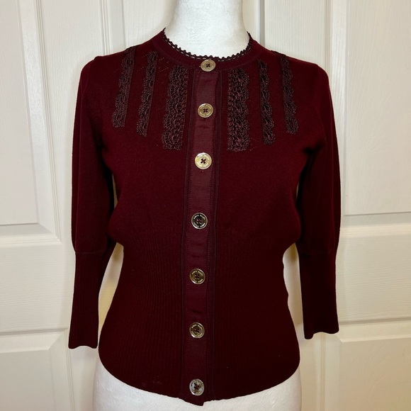 Karen Millen Deep Red Button-Up Cardigan - Picture 1 of 6
